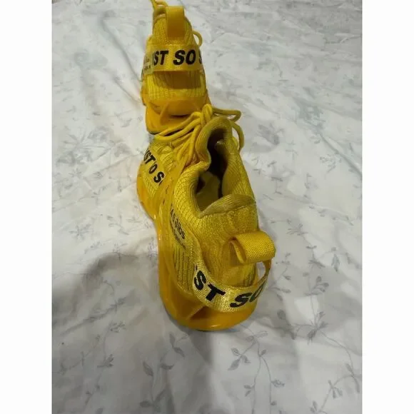 Just So So Unisex Yellow Athletic Sneakers Non-Slip Running Walking Shoes - Picture 3 of 5